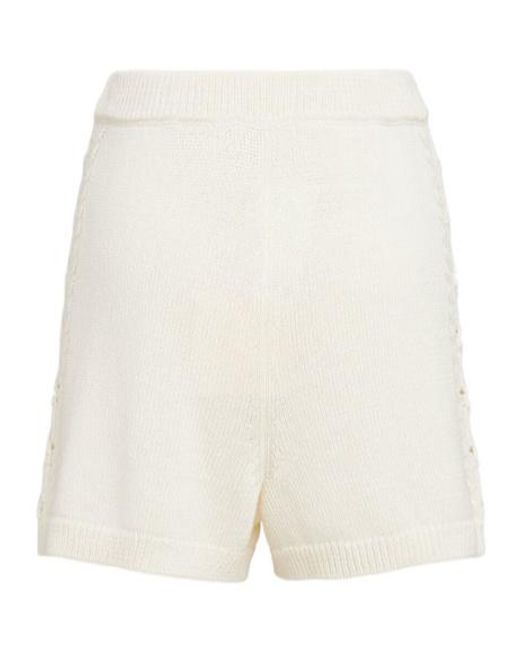 Loulou de Saison White Andel Embroidered Knit Shorts