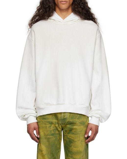 Acne White Logo Printed Long-Sleeved Hoodie for men