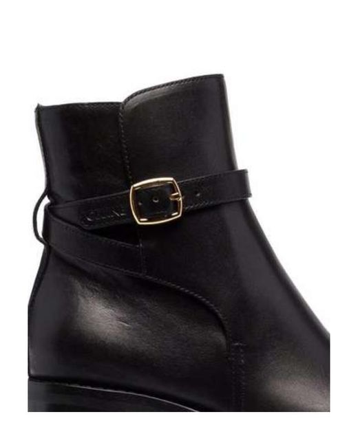 Céline Black Folco Round-Headed Ankle Boots