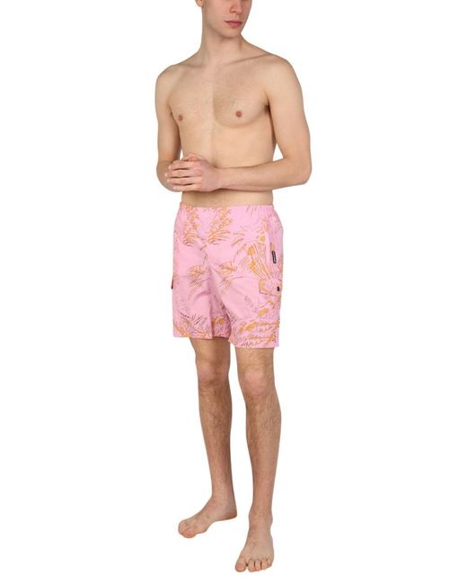 Palm Angels Pink Abstract Palms Swimshort for men