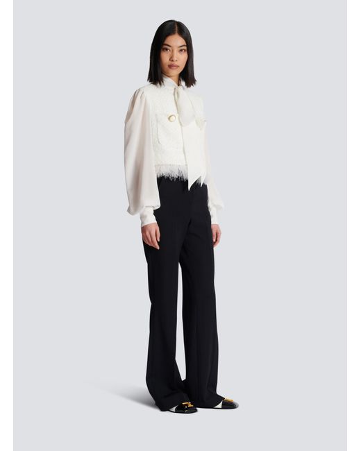 Balmain White Tweed Long Sleeved Jacket