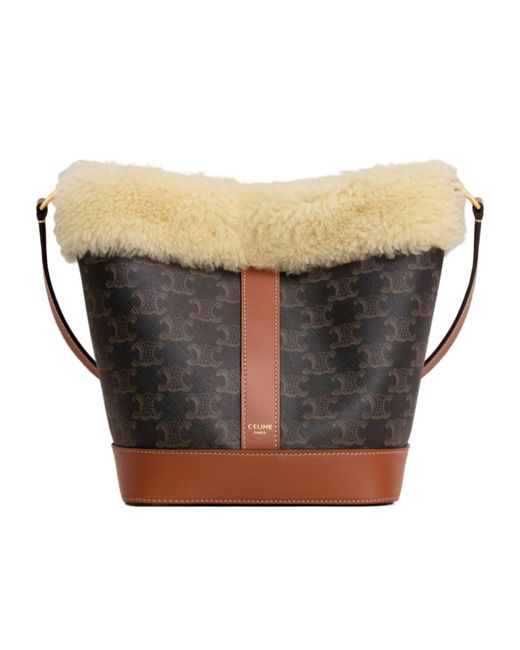 Céline Black Small Logo Printed Bucket Bag