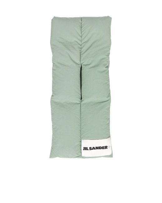 Jil Sander Green Padded Logo Scarf for men