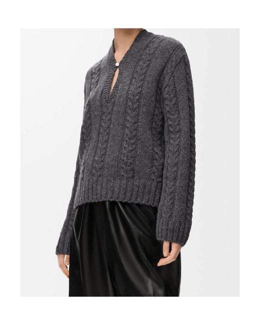 Loewe Gray V-Neck Knitted Jumper