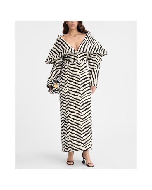 Jacquemus White Caruso Zebra Long Belted Coat
