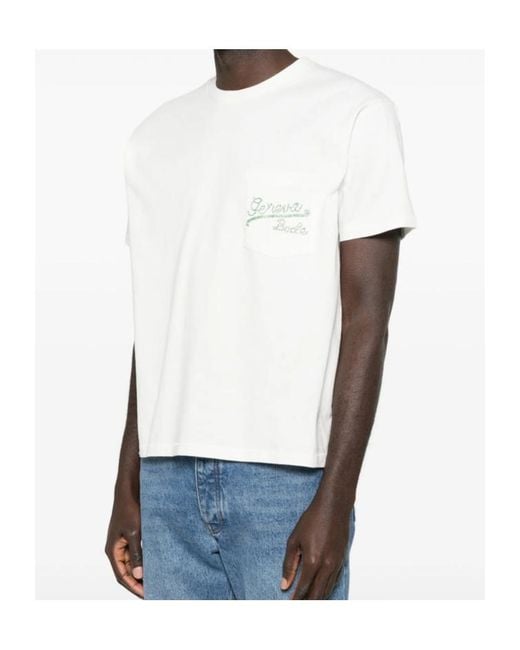 Bode White Geneva Beaded Pocket T-Shirt for men