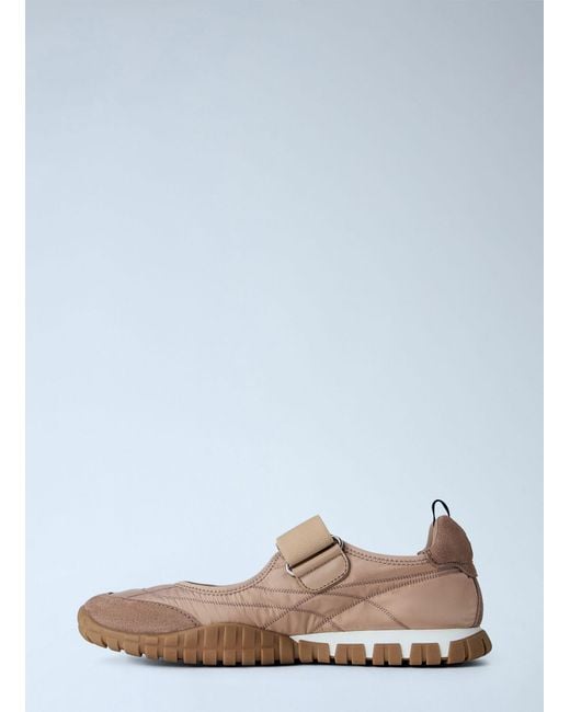 Miu Miu Brown Tyre Technical Fabric And Suede Ballerinas