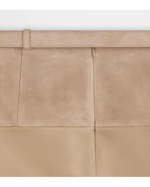 Tod's Natural Belted Leather Mini Skirt