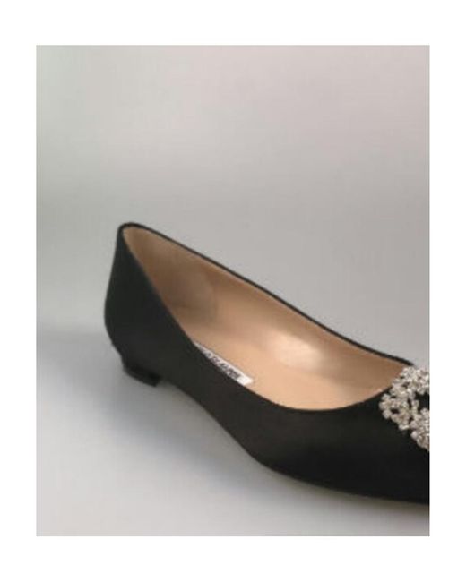 Manolo Blahnik Black Hangisi Buckle Ballerinas