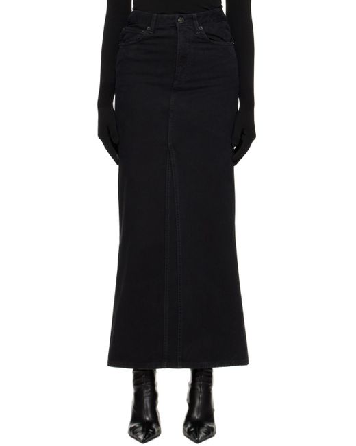 Balenciaga Black Centre Slit Denim Pencil Skirt