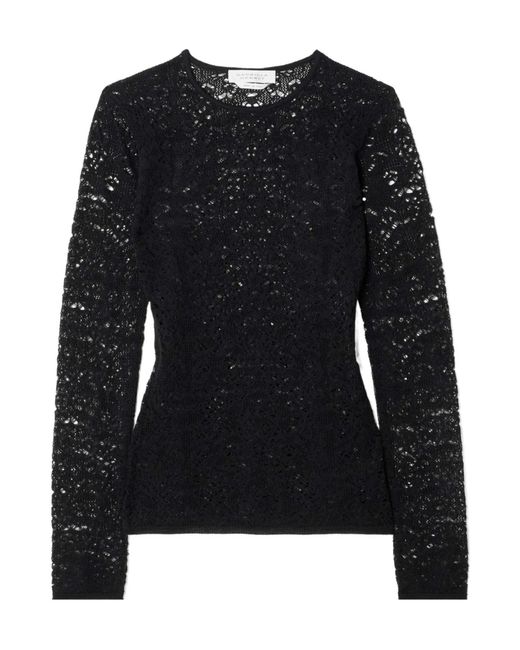 Gabriela Hearst Black Openwork Knit Top