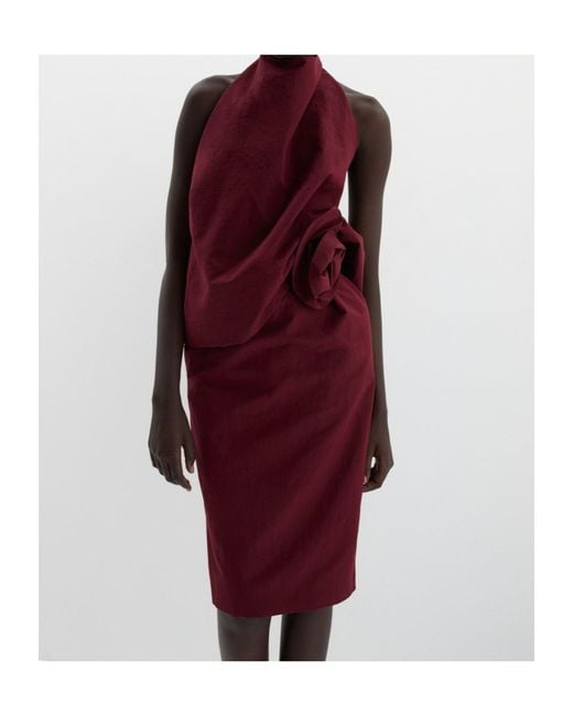 Magda Butrym Red Flower-Detail Midi Skirt