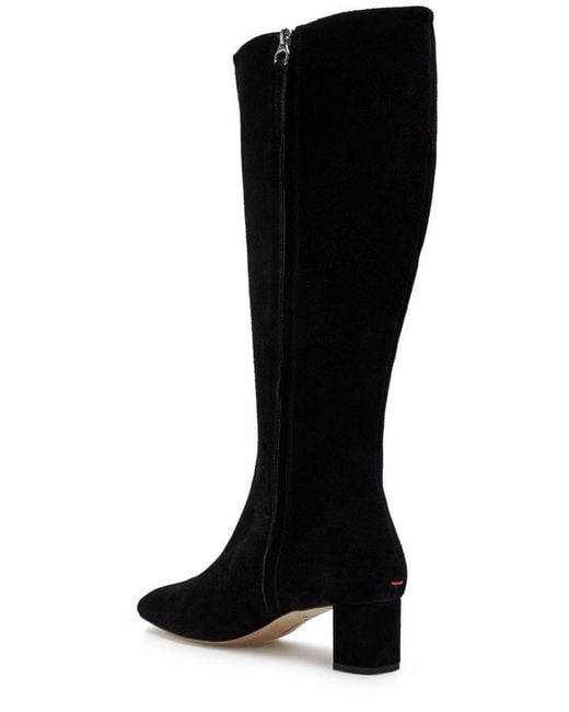 Aeyde Black Marty 50 Suede Knee-High Boots