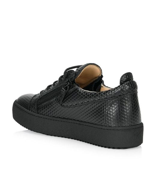 Giuseppe Zanotti Black Rhomboid Laced Shoes With Low Uppers for men