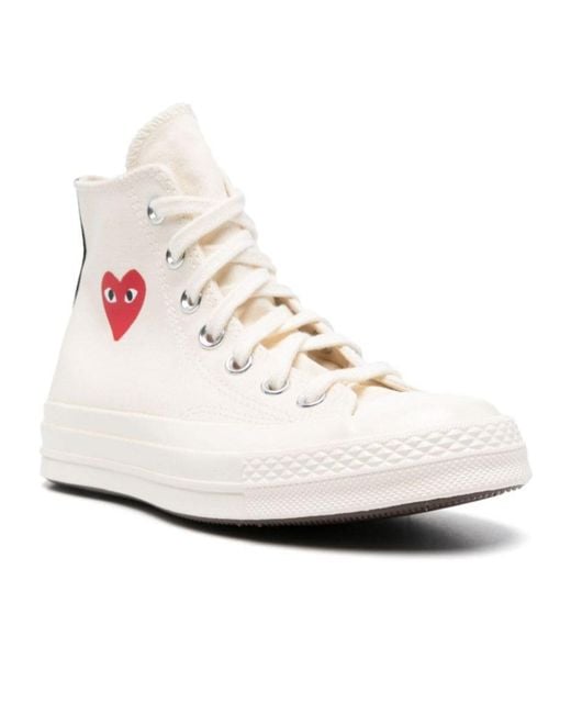 COMME DES GARÇONS PLAY White Lace-Up High-Top Casual Shoes for men