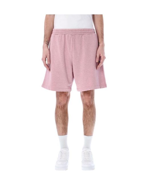 MSGM Pink Logo Embroidered Shorts for men