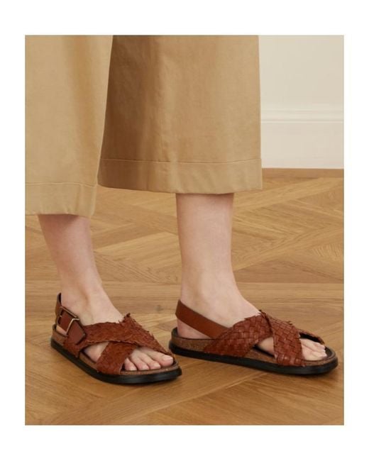 The Row Brown Buckle Flat Sandals
