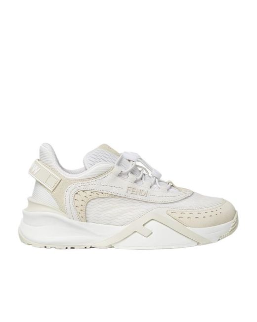 Fendi White Flow Mesh Low-Top Sneakers