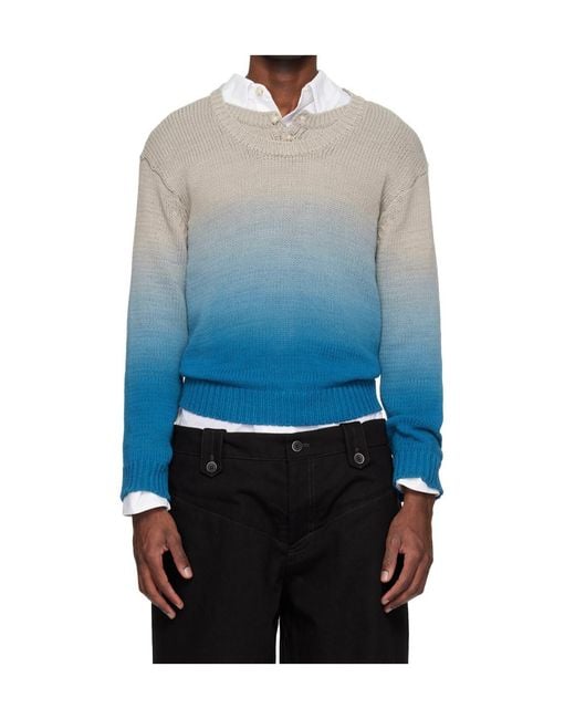 ANDERSSON BELL Blue Gradient Henley Collar Sweater for men