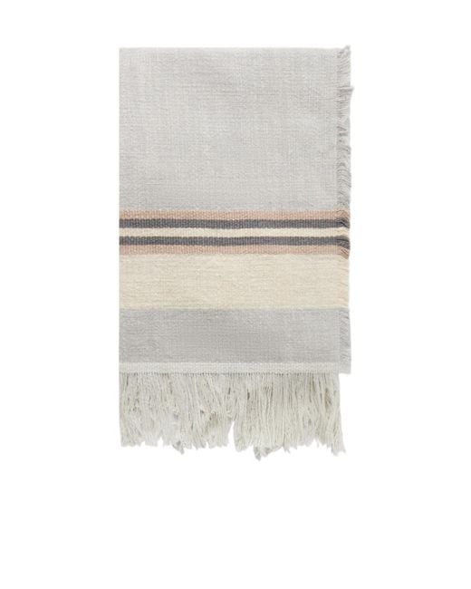 The Row White Tassel Striped Scarf