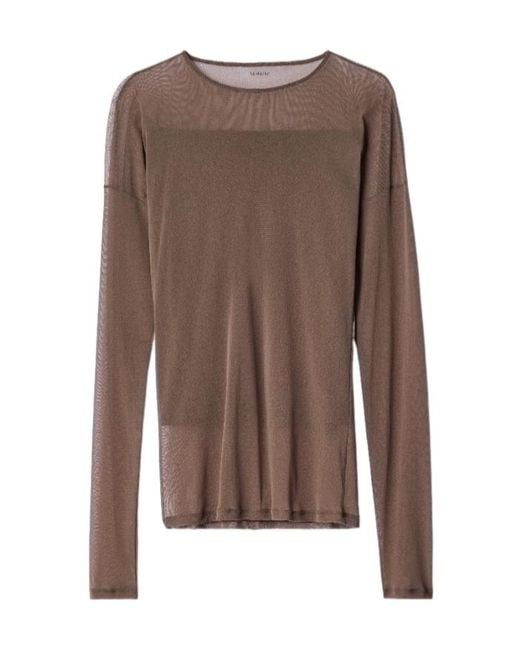 Lemaire Brown Long-Sleeve Ballerina-Style Top