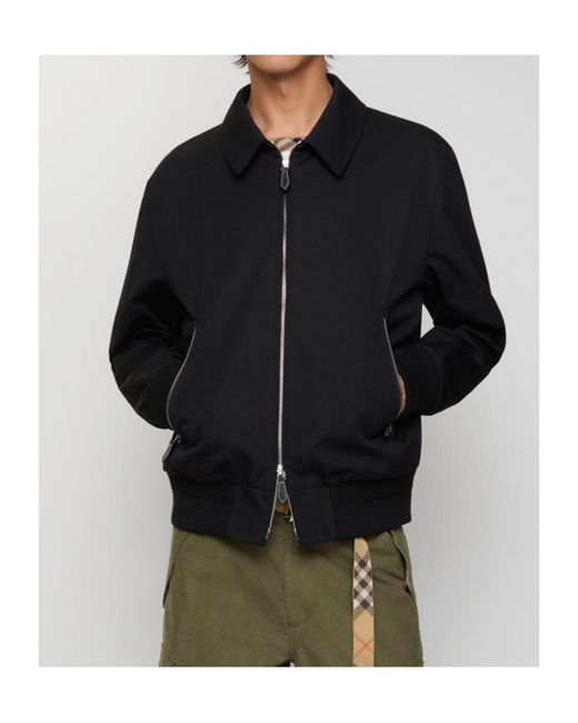 Burberry Black Gabardine Harrington Jacket for men