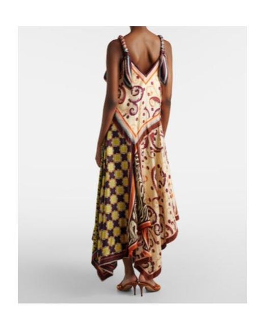 ALÉMAIS Brown Wilson Asymmetric Silk Twill Midi Dress