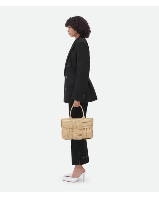 Bottega Veneta Natural Arco Woven Pleated Tote Bag
