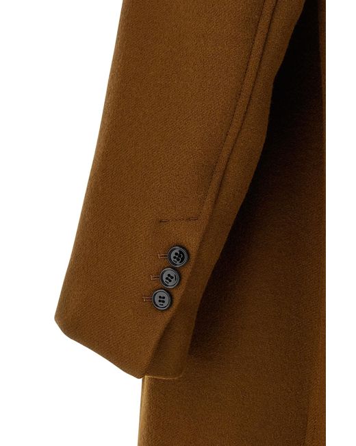AMI Brown Ami Double-Breasted Mid-Length Coat for men