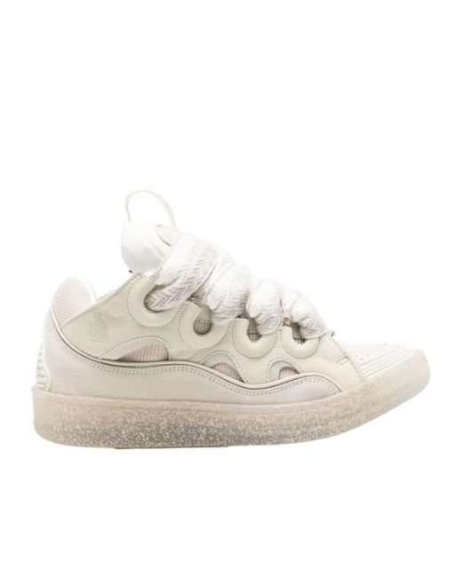 Lanvin White Curb Lace-Up Sneakers