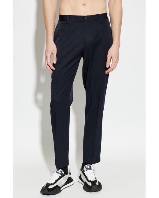 Dolce & Gabbana Blue Pleated Tailored Pants for men