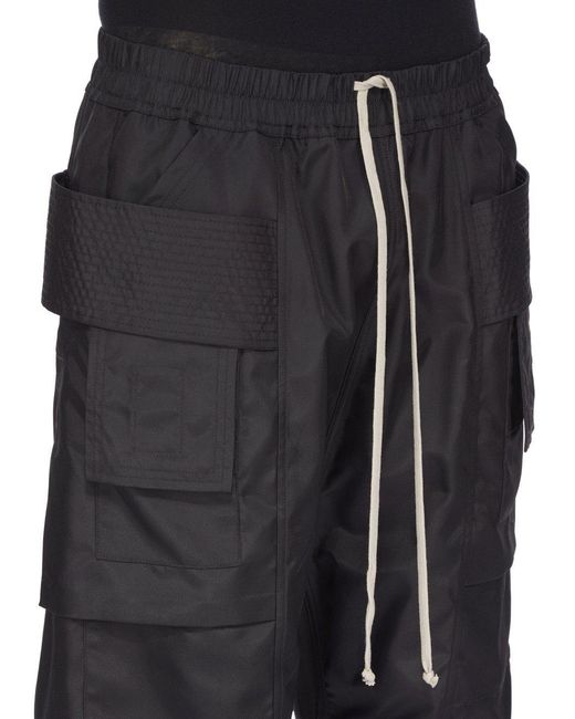 Rick Owens Black Drawstring Cargo Shorts for men