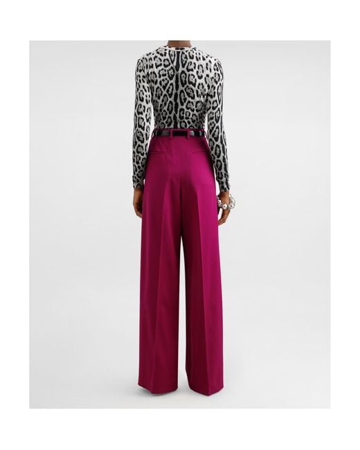 Dolce & Gabbana Red Pleat Wide-Leg Trousers