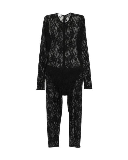 ANDAMANE Black Sheila Floral-Lace Jumpsuit