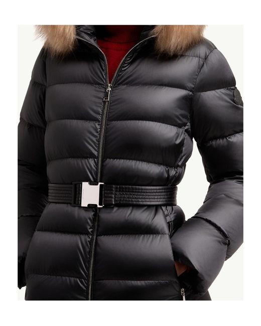 Moncler Black Cupidones Shearling-Trimmed Short Down Jacket