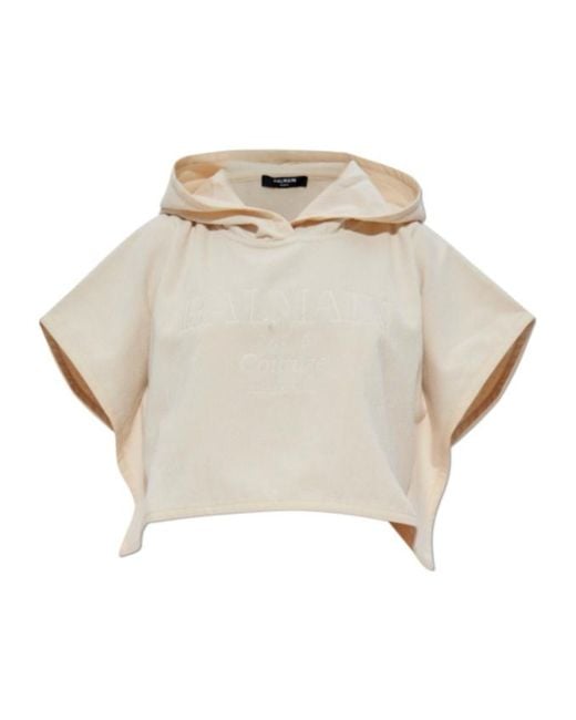 Balmain White Cropped Poncho