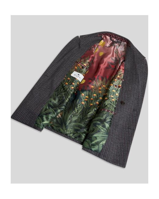 Etro Black Long-Sleeved Double-Breasted Blazer for men
