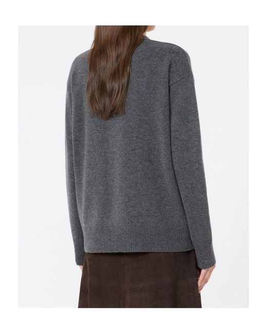 Max Mara Gray Button-Up V-Neck Cardigan