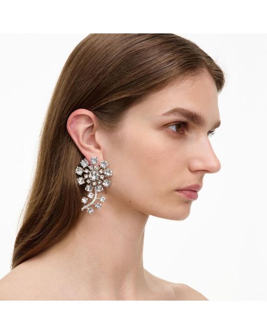 Self-Portrait White Flower Crystal Earrings