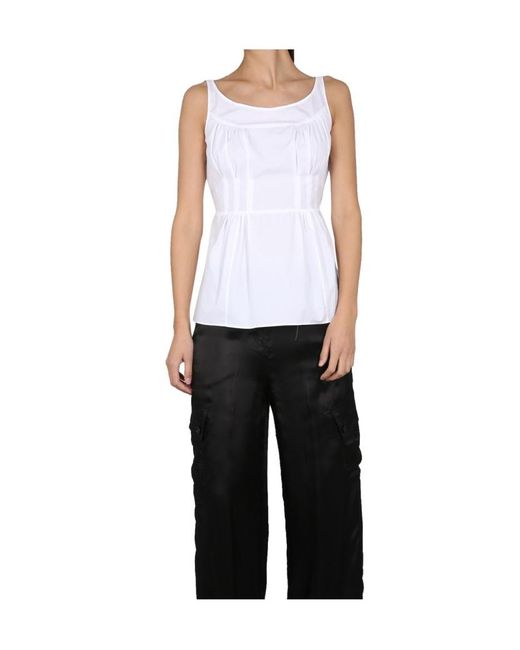Aspesi White Tied-Waist Sleeveless Top