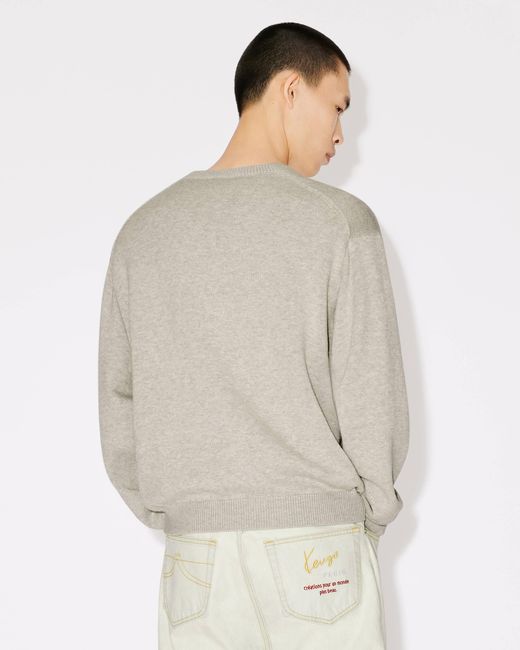 KENZO White Logo Embroidered Crewneck Sweater for men