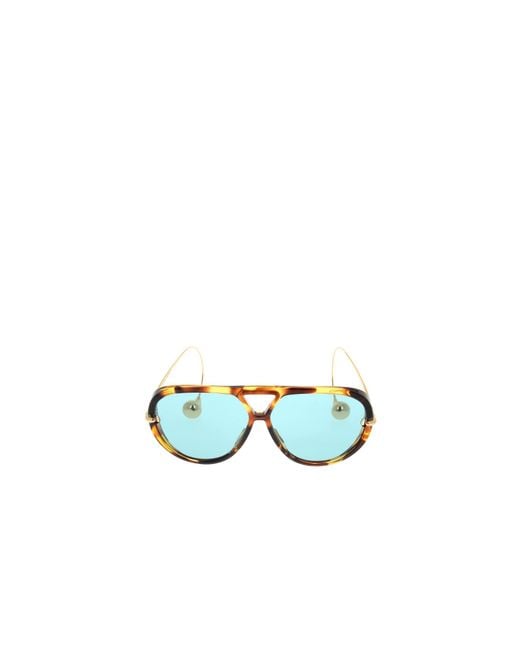 Bottega Veneta Blue Eyewear Pilot Frame Sunglasses