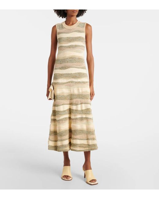 Ulla Johnson Natural Striped Mid-Length Dress