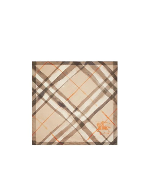 Burberry Natural Ekd Motif Checked Finished-Edge Scarf for men