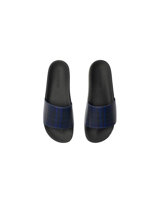 Burberry Blue Check Slides for men