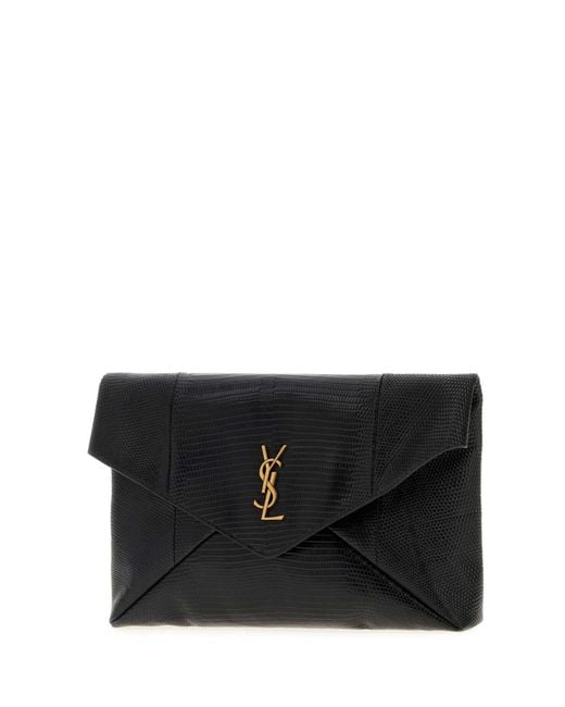 Saint Laurent Black Busta Foldover Top Pouch