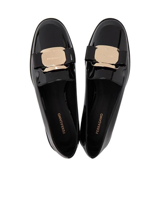 Ferragamo Black Round-Headed Love Shoes