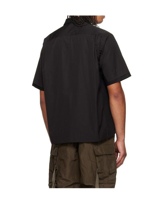 Sacai Black Collared Short-Sleeved Shirt for men