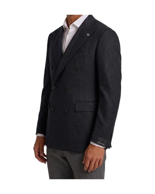 Tagliatore Black New York Double-Breasted Virgin Wool Jacket for men