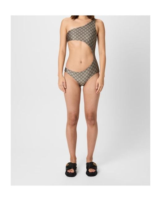 Gucci Gray Gg Jersey One-Piece Swimsuit